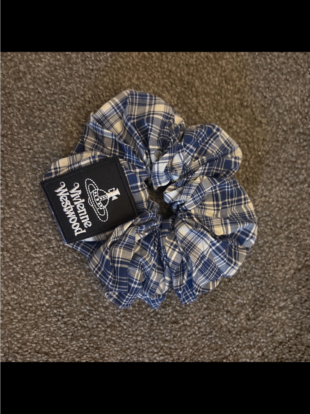 Vivienne Westwood Navy and Cream Plaid Scrunchie